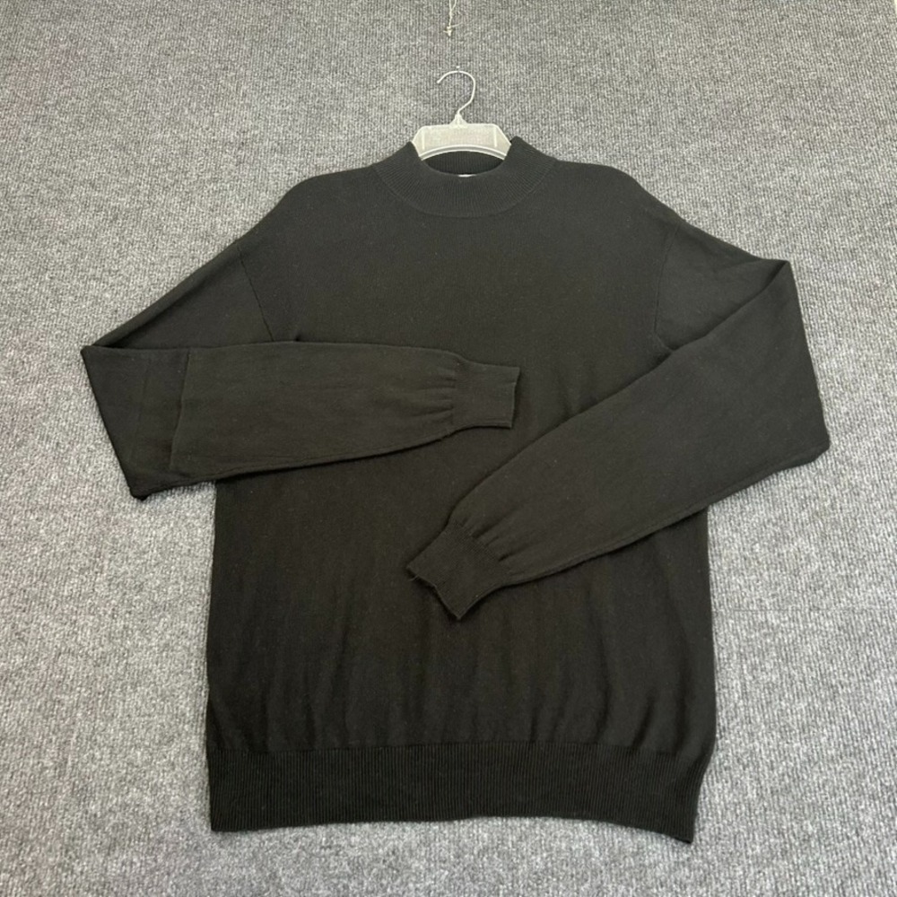 BACHRACH Vintage Mens Large LS Sweater Black Silk Cashmere Mock Turtle‎ Neck